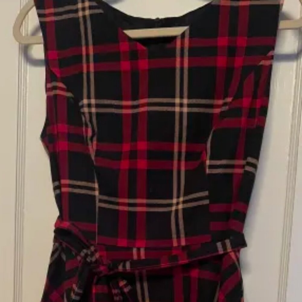 gingham, plaid, vintage style dress red holiday dress size 12 - Picture 3 of 4